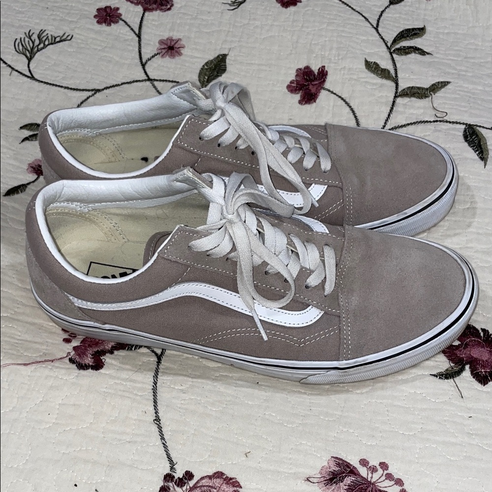 Vans Taupe Suede Low-Top Sneakers with White Stripe